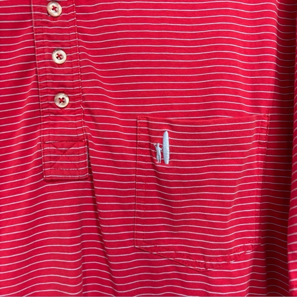 Johnnie-O Hangin' Out Red Striped Polo Short Sleeve Men's Large Shirt HOLE FLAW - Picture 2 of 11